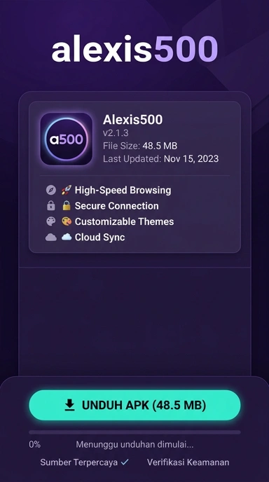 Tampilan halaman APK alexis500