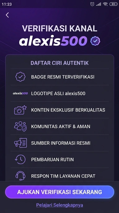 Tampilan kanal resmi alexis500