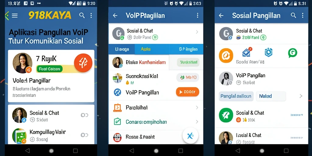Antarmuka aplikasi 918KAYA untuk panggilan VoIP.