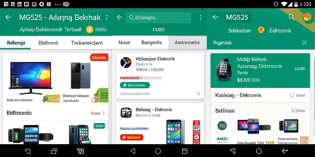Antarmuka aplikasi MG525 yang user-friendly untuk belanja Elektronik.